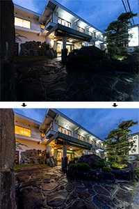 旅館外観　画像処理